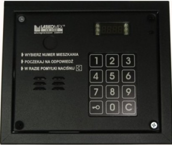 Panel audio z czytnikiem RFID, kolor czarny, 4 wejścia, maksymalnie 64 klatki, Laskomex